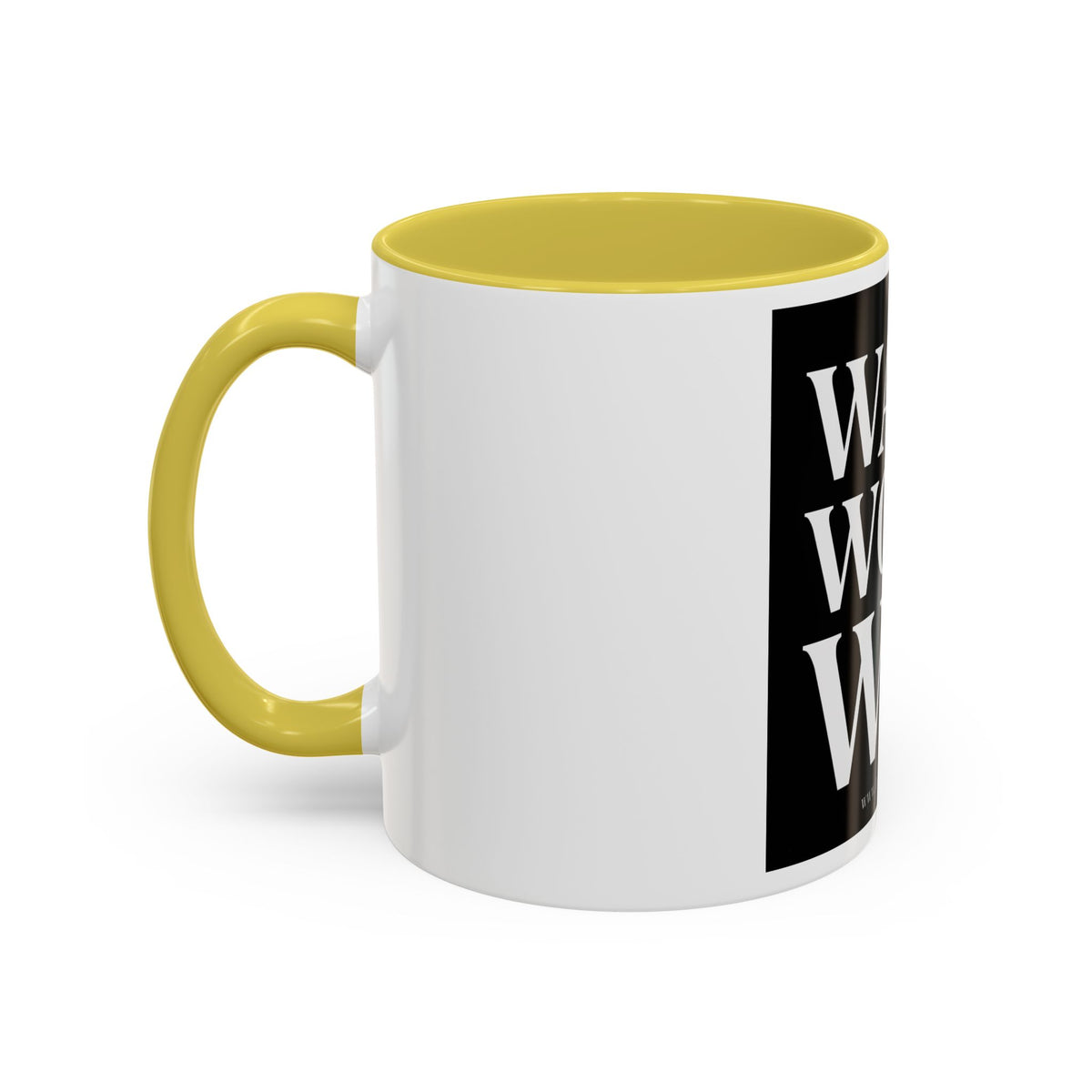 Colorful Motivational Coffee Mug - "WAKE. WORK. WIN." Black Accent 11oz/15oz