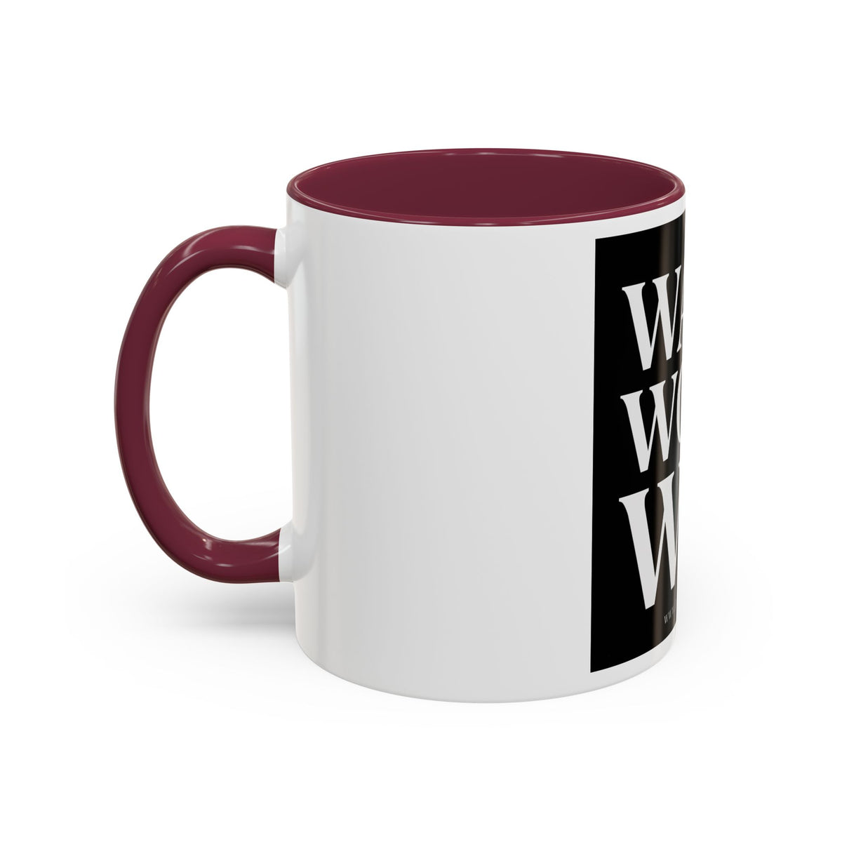 Colorful Motivational Coffee Mug - "WAKE. WORK. WIN." Black Accent 11oz/15oz
