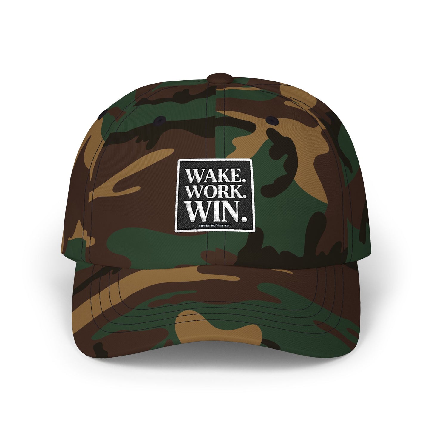 Wake. Work. Win. Dad Cap — Motivational Embroidered Baseball Hat