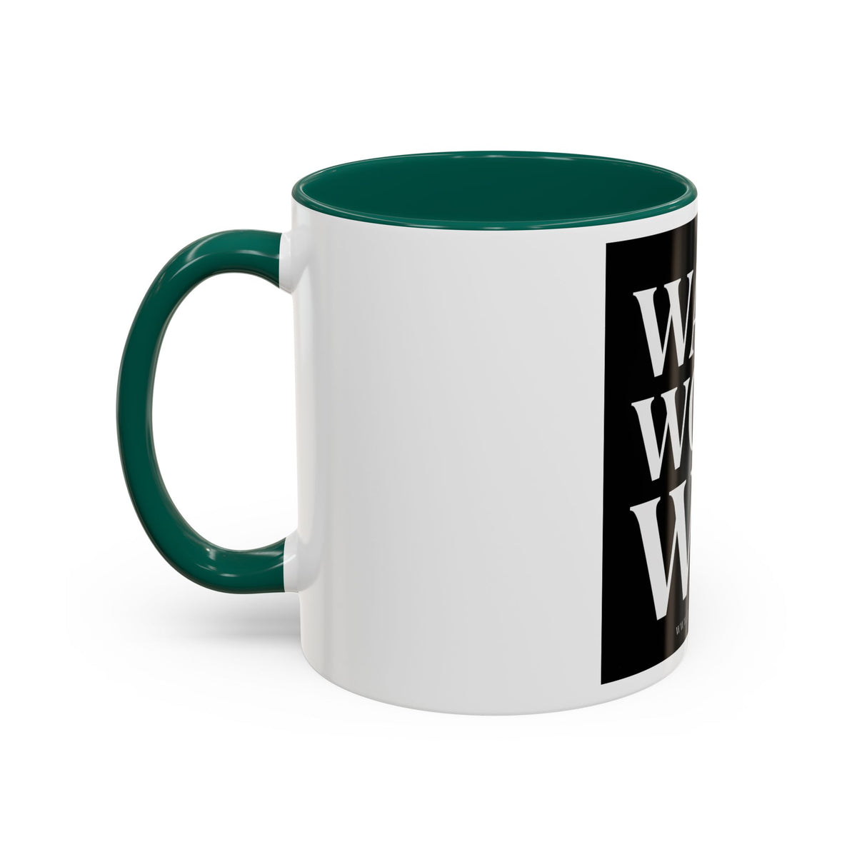 Colorful Motivational Coffee Mug - "WAKE. WORK. WIN." Black Accent 11oz/15oz