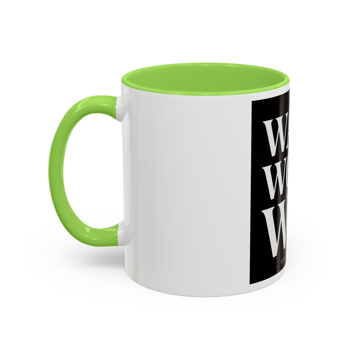 Colorful Motivational Coffee Mug - "WAKE. WORK. WIN." Black Accent 11oz/15oz