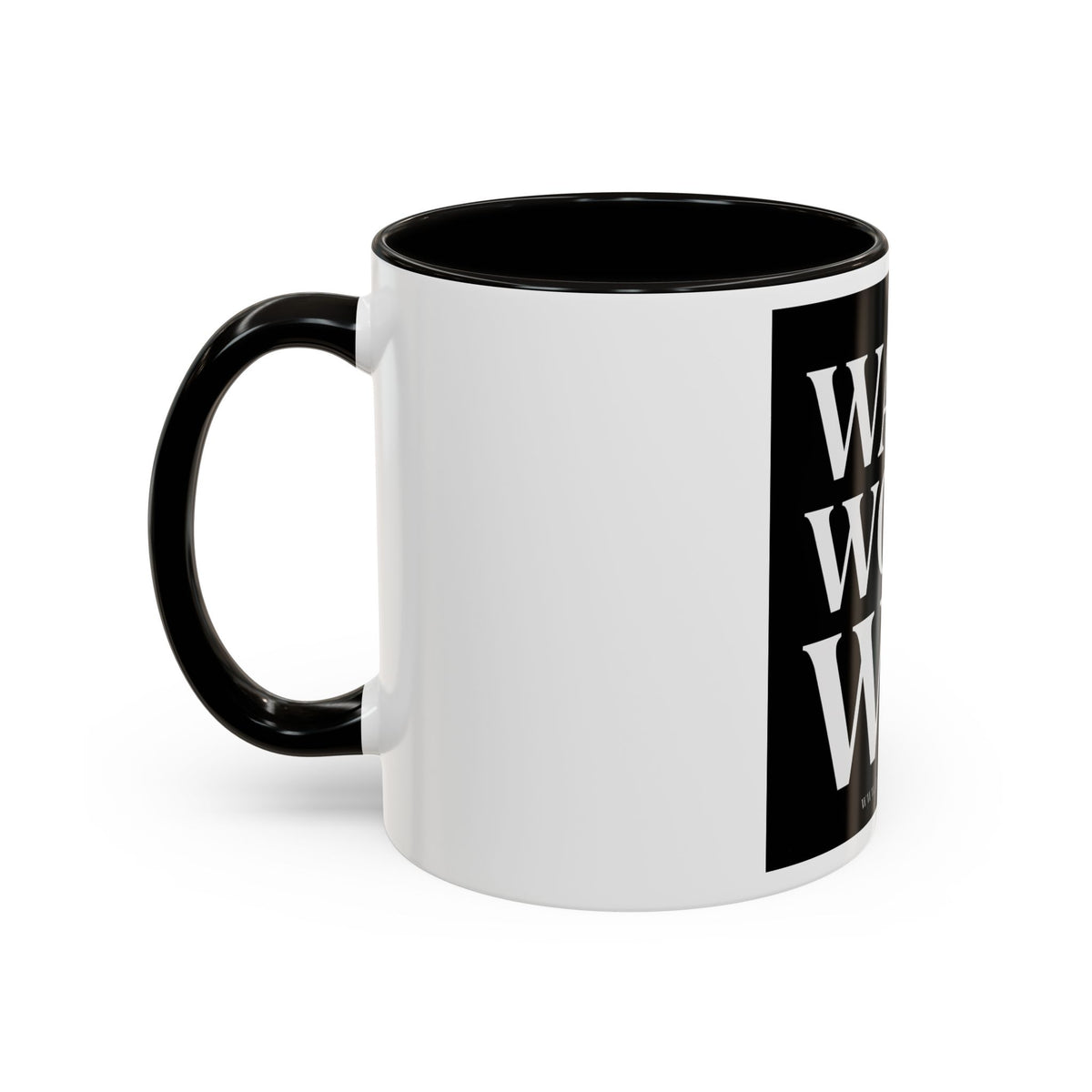 Colorful Motivational Coffee Mug - "WAKE. WORK. WIN." Black Accent 11oz/15oz