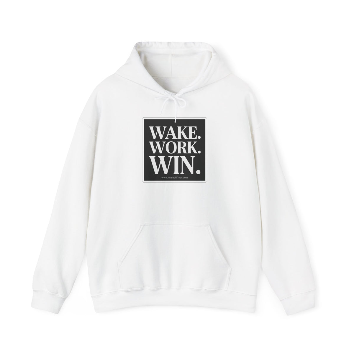 Unisex Wake. Work. Win. 50/50 Hoodie — Graphic Pullover for Entrepreneurs & Fitness Fans