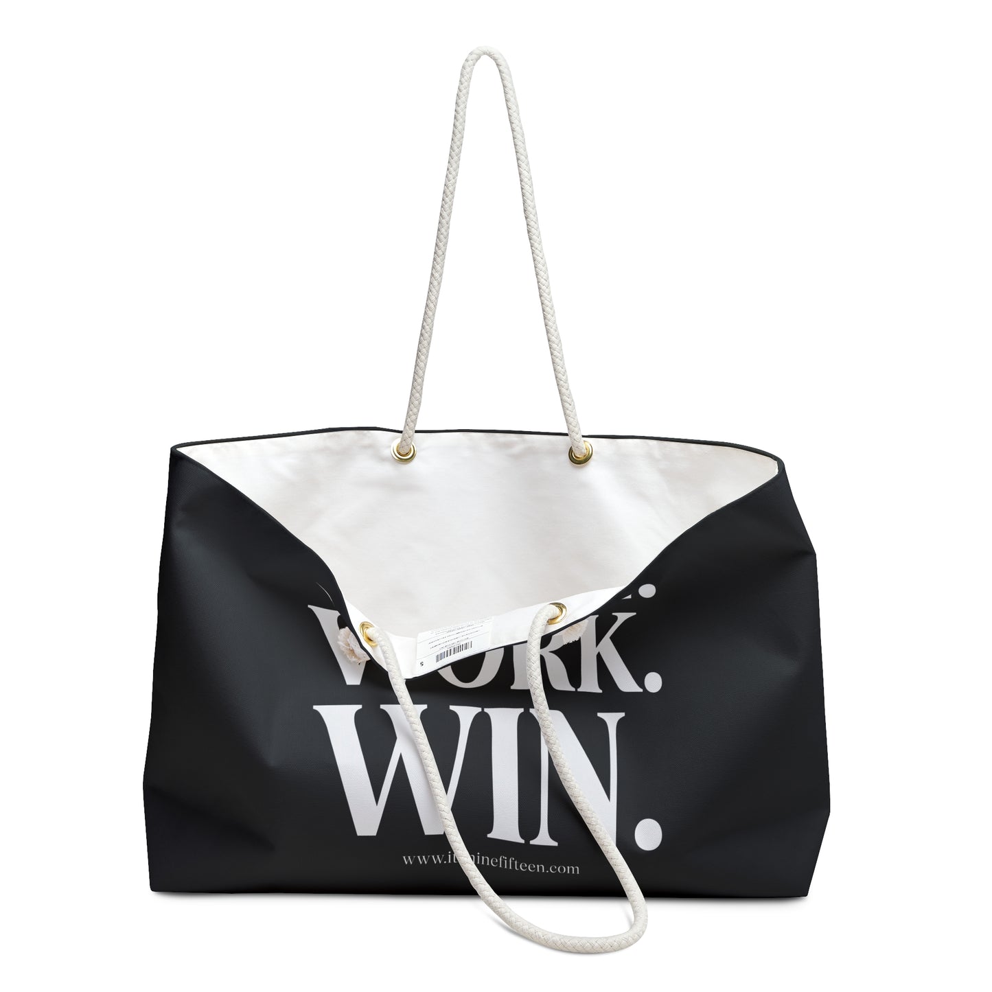 Wake. Work. Win. Weekender Bag — Inspirational Black Travel Tote